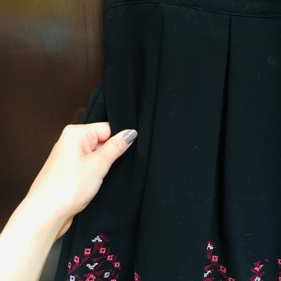 Little Black Skirt with Simple Maroon Embroidery - Picture 3 of 4